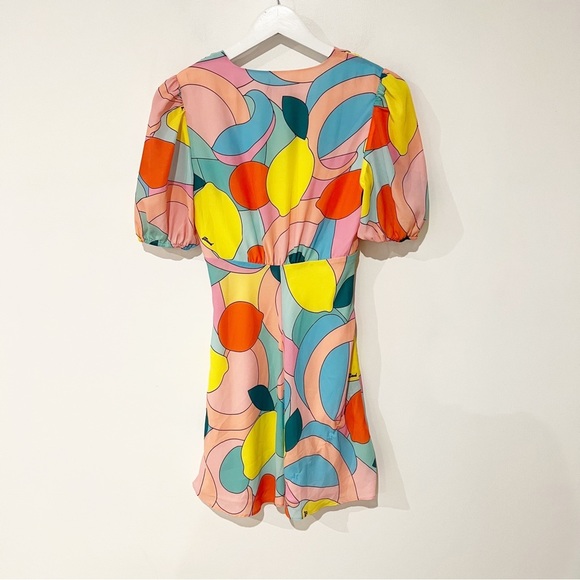 Staud Mini Milla Dress in Citrus Kaleidoscope Multicolor Puff Sleeve in Size 0 - Picture 11 of 16